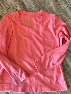 Women's Coral Pink Fleece Pullover Top